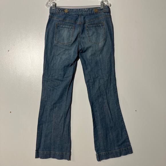 Vintage Old Navy Low Waist Bootcut Stretch Button Pocket Blue Jeans Womens 4 - Picture 4 of 8